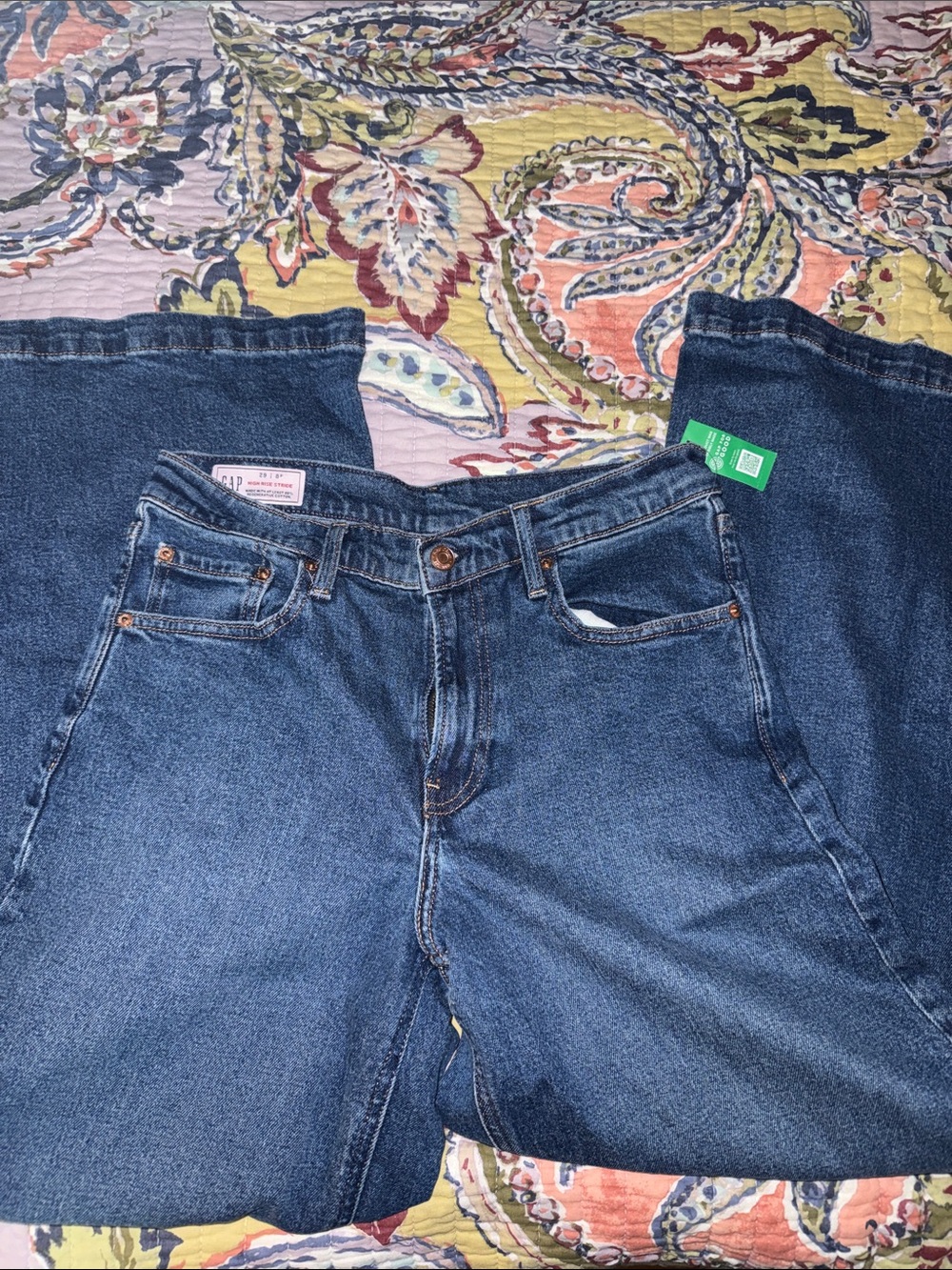 GAP Wide Leg High-Rise Jeans in Blue Denim